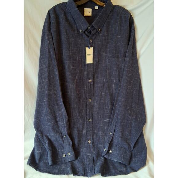 ROWM  Men's 4XB Blue Flecked Long Sleeved Button Down Shirt NWT - Picture 1 of 7